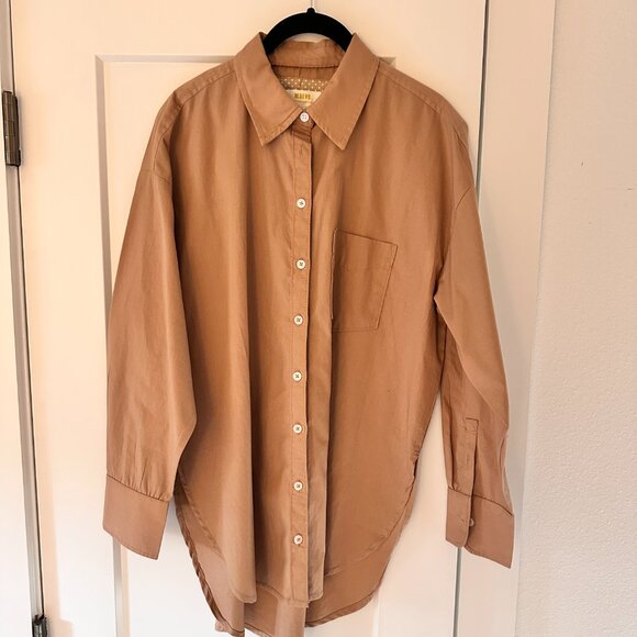 Anthropologie Maeve the bennett button down shirt Gold XS - Picture 3 of 4